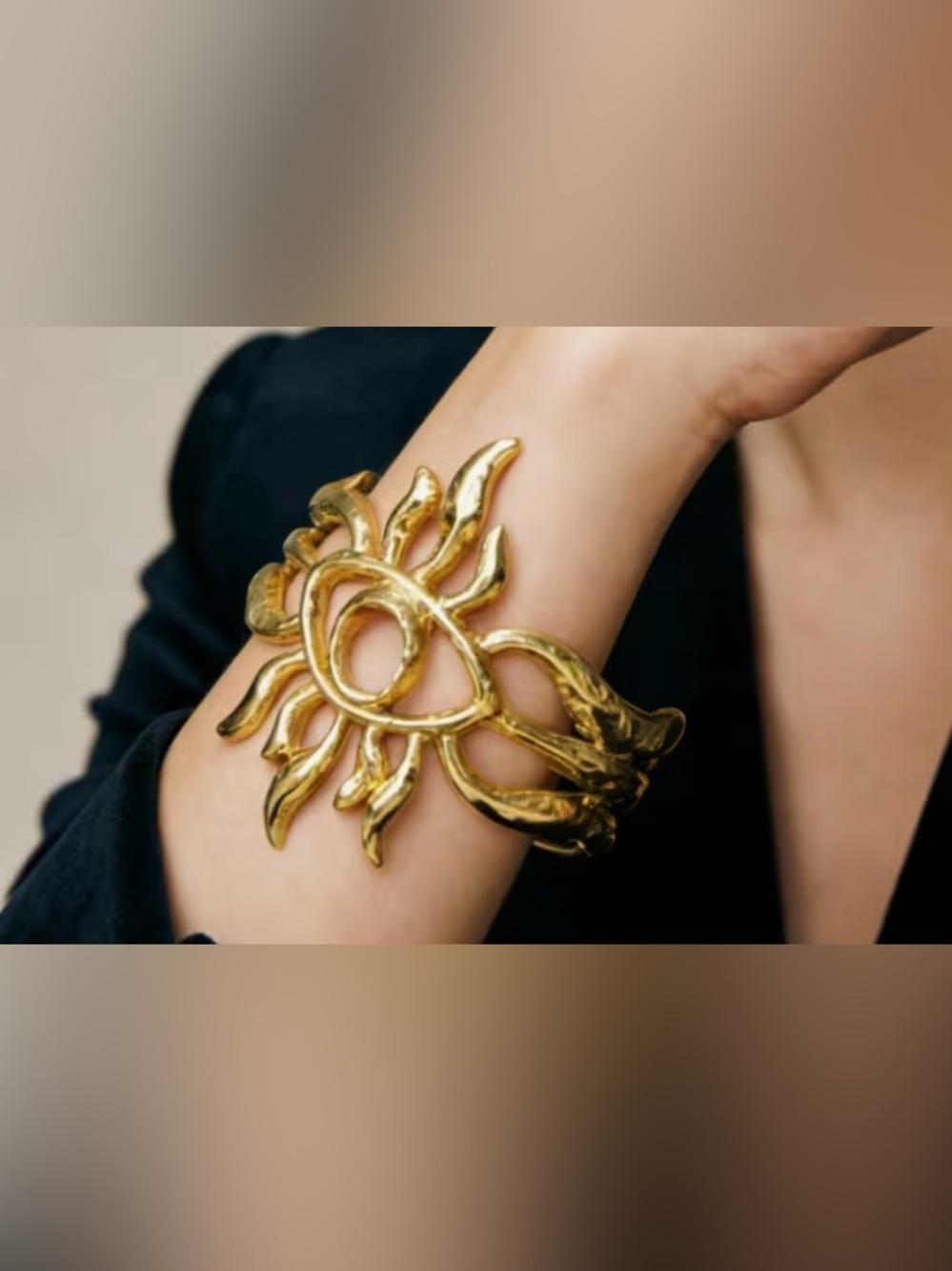 Gold Sunburst Eye Cuff Bracelet - Women Jewelry